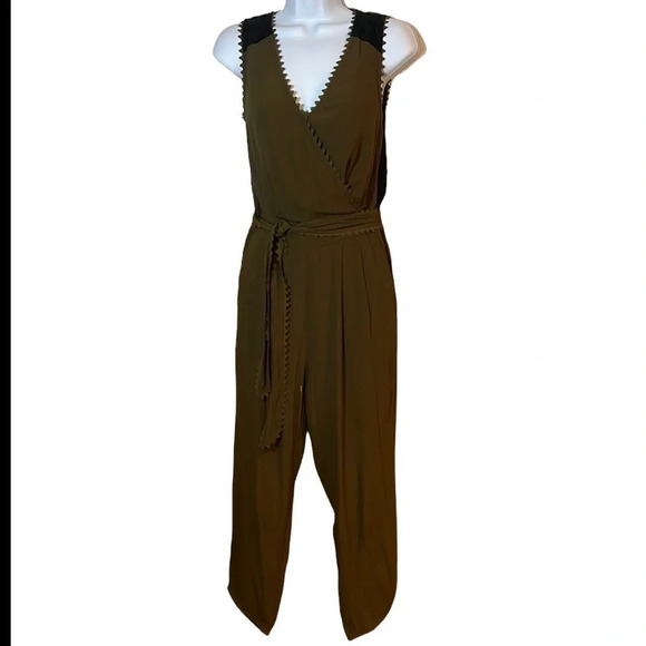 Anthropologie Leifsdottir Moss Green Sleeveless Jumpsuit Sz-0P - Picture 1 of 12